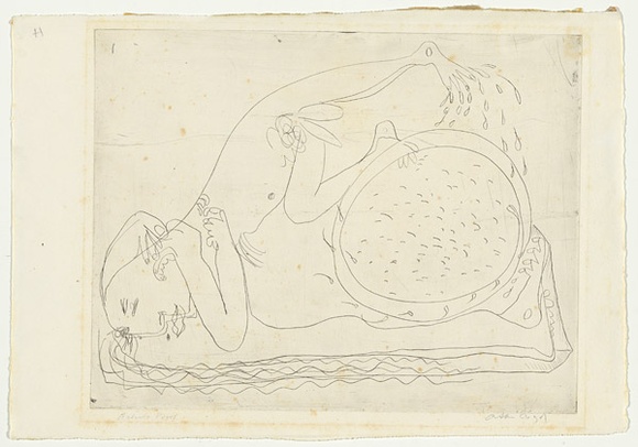 Artist: b'BOYD, Arthur' | Title: b'Lovers under a microscope.' | Date: (1968-69) | Technique: b'etching, printed in black ink, from one plate' | Copyright: b'Reproduced with permission of Bundanon Trust' Artist: b'BOYD, Arthur' | Title: b'Lovers under a microscope.' | Date: (1968-69) | Technique: b'etching, printed in black ink, from one plate' | Copyright: b'Reproduced with permission of Bundanon Trust'