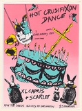 Artist: Callaghan, Mary. | Title: Hot Crusifixon Dance. XL Capris + Scarlet. | Date: 1979 | Technique: screenprint, printed in colour, from four stencils