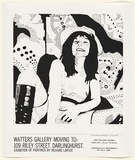 Artist: Larter, Richard. | Title: Watters Gallery moving to: 109 Riley Street, Darlinghurst. Exhibition of paintings by Richard Larter. | Date: 1969 | Technique: screenprint, printed in black ink, from one stencil