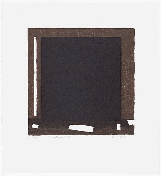 Artist: b'Hickey, Dale.' | Title: b'Five negatives' | Date: 1993 | Technique: b'lithograph, printed in brown and black ink, from two stones' Artist: b'Hickey, Dale.' | Title: b'Five negatives' | Date: 1993 | Technique: b'lithograph, printed in brown and black ink, from two stones'