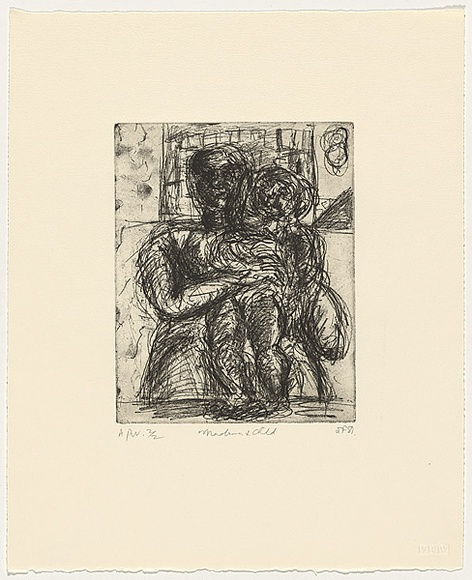 Artist: b'Furlonger, Joe.' | Title: b'Madonna and child - little cloud' | Date: 1989 | Technique: b'aquatint, printed in black, from one plate' Artist: b'Furlonger, Joe.' | Title: b'Madonna and child - little cloud' | Date: 1989 | Technique: b'aquatint, printed in black, from one plate'