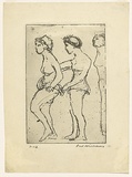 Artist: WILLIAMS, Fred | Title: Chorus girls | Date: 1955-56 | Technique: etching, aquatint and drypoint, printed in black ink, from one zinc plate | Copyright: © Fred Williams Estate