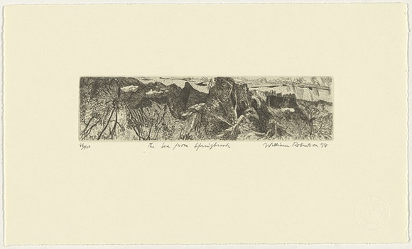 Artist: b'Robinson, William.' | Title: b'The sea from Springbrook' | Date: 1999 | Technique: b'etching, printed in black ink, from one copper plate' Artist: b'Robinson, William.' | Title: b'The sea from Springbrook' | Date: 1999 | Technique: b'etching, printed in black ink, from one copper plate'