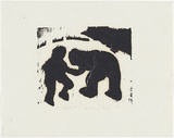 Artist: MADDOCK, Bea | Title: Fighting figures | Date: 1963 | Technique: relief-etching, from one copper plate; woodcut, from three blocks