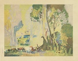 Artist: UNKNOWN | Title: (Droving cattle) | Technique: lithograph, printed in colour, from multiple stones [or plates]