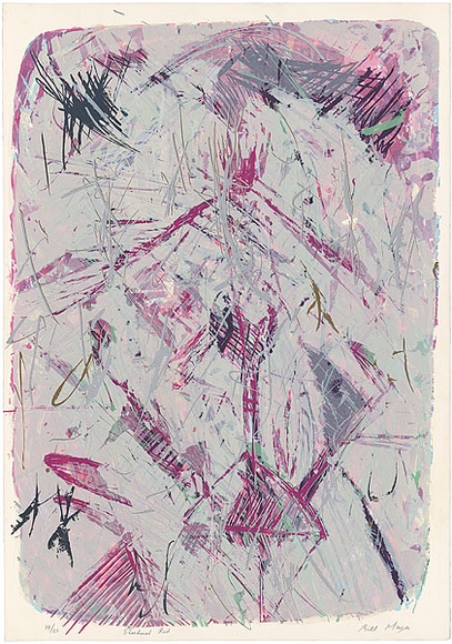 Artist: b'MEYER, Bill' | Title: b'Shechinah red' | Date: 1987 | Technique: b'screenprint, printed in colour, from multiple stencils' | Copyright: b'\xc2\xa9 Bill Meyer' Artist: b'MEYER, Bill' | Title: b'Shechinah red' | Date: 1987 | Technique: b'screenprint, printed in colour, from multiple stencils' | Copyright: b'\xc2\xa9 Bill Meyer'