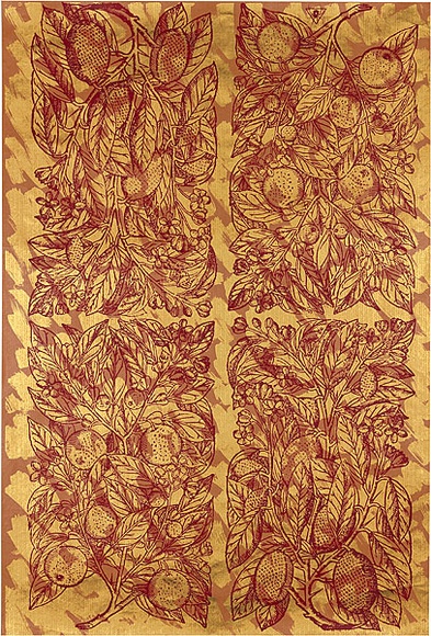Artist: b'REDBACK GRAPHIX' | Title: b'Wrapping paper: Gold' | Date: 1986 | Technique: b'screenprint, printed in colour, from three stencils' Artist: b'REDBACK GRAPHIX' | Title: b'Wrapping paper: Gold' | Date: 1986 | Technique: b'screenprint, printed in colour, from three stencils'