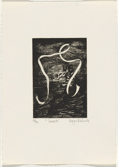 Artist: b'Malm, Wayne.' | Title: b'Search.' | Date: 1989 | Technique: b'etching and aquatint, printed in black ink, from one plate' Artist: b'Malm, Wayne.' | Title: b'Search.' | Date: 1989 | Technique: b'etching and aquatint, printed in black ink, from one plate'