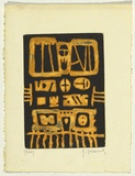 Artist: SELLBACH, Udo | Title: (Dials) | Date: (1965) | Technique: etching printed in black and orange from two plates