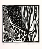 Artist: Warren, Guy. | Title: Curtain. | Date: 1987 | Technique: linocut, printed in black ink, from one block