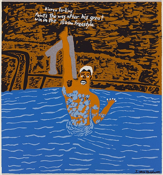 Artist: b'Abdulla, Ian.' | Title: b'Way to go!' | Date: 1997 | Technique: b'screenprint, printed in colour, from seven stencils' | Copyright: b'\xc2\xa9 Ian W. Abdulla' Artist: b'Abdulla, Ian.' | Title: b'Way to go!' | Date: 1997 | Technique: b'screenprint, printed in colour, from seven stencils' | Copyright: b'\xc2\xa9 Ian W. Abdulla'