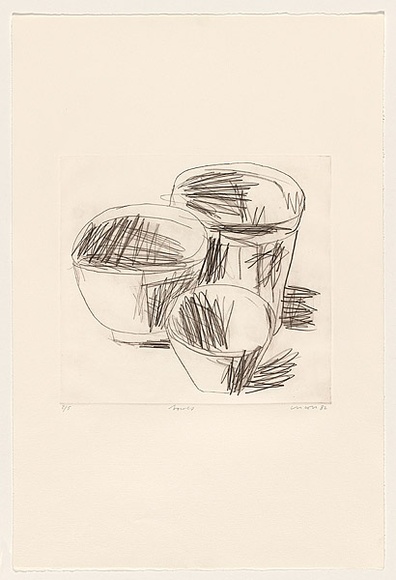 Title: b'Bowls' | Date: 1982 | Technique: b'drypoint, printed in black ink, from one perspex plate'