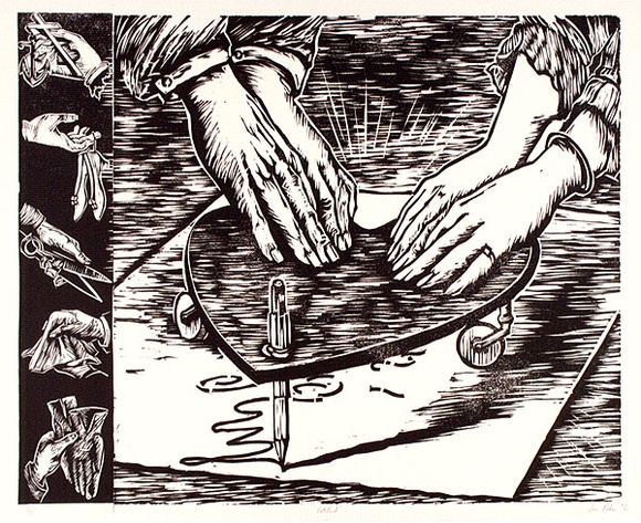Artist: b'Paton, John.' | Title: b'Untitled' | Date: 1992 | Technique: b'woodcut, printed in black ink, from one block'