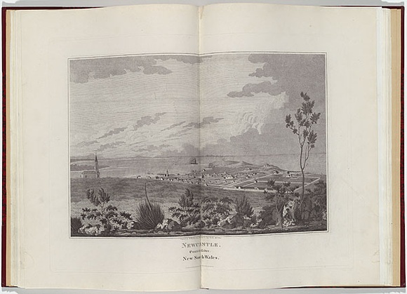 Artist: b'Ackermann, Rudolph.' | Title: bNewcastle. Hunter's River. New South Wales. | Date: 1817-1819 | Technique: b'engraving, printed in black ink, from one copper plate' Artist: b'Ackermann, Rudolph.' | Title: bNewcastle. Hunter's River. New South Wales. | Date: 1817-1819 | Technique: b'engraving, printed in black ink, from one copper plate'