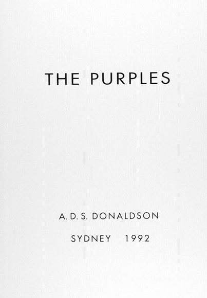 Artist: b'Donaldson, A.D.S.' | Title: b'Title page.' | Date: 1992 | Technique: b'screenprint, printed in black ink, from one stencil' Artist: b'Donaldson, A.D.S.' | Title: b'Title page.' | Date: 1992 | Technique: b'screenprint, printed in black ink, from one stencil'