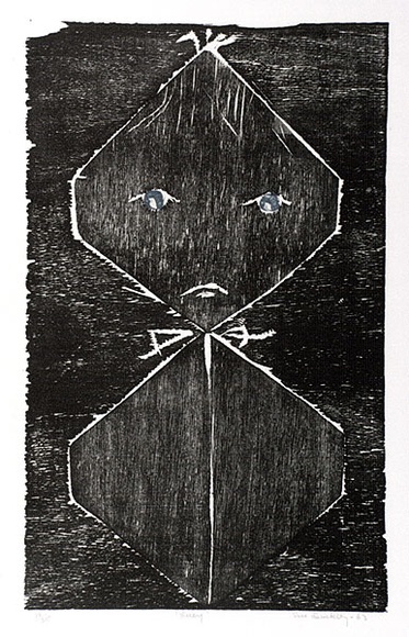 Artist: b'Buckley, Sue.' | Title: b'Lucy.' | Date: 1963 | Technique: b'woodcut, printed in colour, from multiple blocks' | Copyright: b'This work appears on screen courtesy of Sue Buckley and her sister Jean Hanrahan' Artist: b'Buckley, Sue.' | Title: b'Lucy.' | Date: 1963 | Technique: b'woodcut, printed in colour, from multiple blocks' | Copyright: b'This work appears on screen courtesy of Sue Buckley and her sister Jean Hanrahan'
