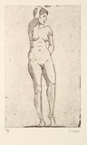 Artist: Adams, Stephen. | Title: not titled [standing female nude] | Date: 1990,  June | Technique: etching, printed in black ink, from one plate