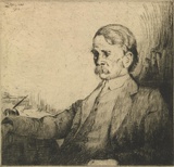 Artist: Shirlow, John. | Title: Bernard O'Dowd. [1]. | Date: 1912 (dated) | Technique: etching, printed in black ink with plate-tone, from one copper plate