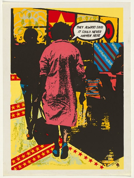 Artist: b'Robertson, Toni.' | Title: b'Taking marketown by strategy - 6' | Date: (1976-77) | Technique: b'screenprint, printed in colour, from multiple stencils' | Copyright: b'\xc2\xa9 Toni Robertson' Artist: b'Robertson, Toni.' | Title: b'Taking marketown by strategy - 6' | Date: (1976-77) | Technique: b'screenprint, printed in colour, from multiple stencils' | Copyright: b'\xc2\xa9 Toni Robertson'
