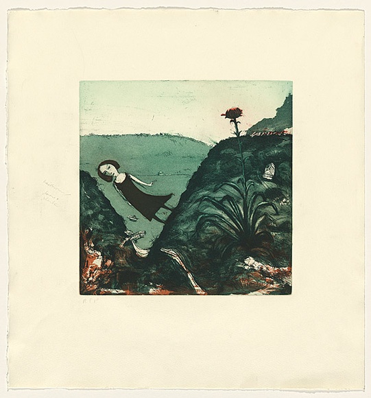 Artist: b'Shead, Garry.' | Title: b'Gymea lily' | Date: 1991-94 | Technique: b'etching and aquatint, printed in green and brown inks, from two plates' | Copyright: b'\xc2\xa9 Garry Shead' Artist: b'Shead, Garry.' | Title: b'Gymea lily' | Date: 1991-94 | Technique: b'etching and aquatint, printed in green and brown inks, from two plates' | Copyright: b'\xc2\xa9 Garry Shead'