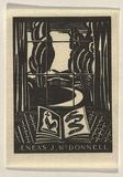 Artist: FEINT, Adrian | Title: Bookplate: Aeneas J McDonnell. | Date: 1933 | Technique: wood-engraving, printed in black ink, from one block | Copyright: Courtesy the Estate of Adrian Feint