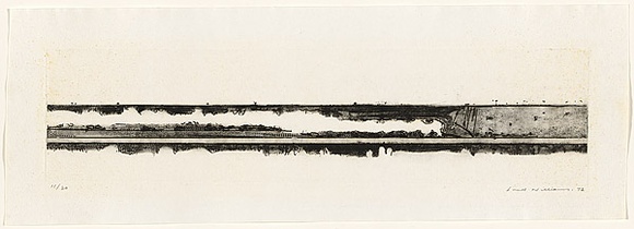 Artist: b'WILLIAMS, Fred' | Title: b'Murray River.' | Date: 1972 | Technique: b'etching and aquatint, printed in black ink, from one plate' | Copyright: b'\xc2\xa9 Fred Williams Estate' Artist: b'WILLIAMS, Fred' | Title: b'Murray River.' | Date: 1972 | Technique: b'etching and aquatint, printed in black ink, from one plate' | Copyright: b'\xc2\xa9 Fred Williams Estate'
