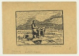 Artist: Groblicka, Lidia | Title: Potato diggers | Date: 1953-54 | Technique: woodcut, printed in black ink, from one block