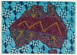 Artist: McDiarmid, David. | Title: Postcard (Australia and Ayer's Rock) | Date: 1985 | Technique: screenprint, printed in colour, from multiple stencils; collage | Copyright: Courtesy of copyright owner, Merlene Gibson (sister)