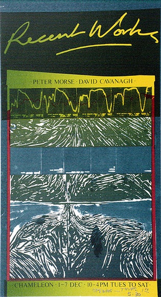 Artist: b'ARNOLD, Raymond' | Title: b'Recent works: Peter Morse, David Cavanagh, Chameleon.' | Date: 1983 | Technique: b'screenprint, printed in colour, from four stencils' Artist: b'ARNOLD, Raymond' | Title: b'Recent works: Peter Morse, David Cavanagh, Chameleon.' | Date: 1983 | Technique: b'screenprint, printed in colour, from four stencils'