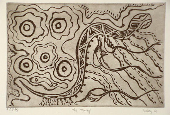 Artist: b'Walsh, Sandry.' | Title: b'The Murray' | Date: 1999, April | Technique: b'etching, printed in black ink, from one plate' Artist: b'Walsh, Sandry.' | Title: b'The Murray' | Date: 1999, April | Technique: b'etching, printed in black ink, from one plate'