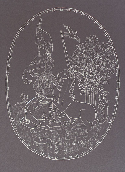 Artist: b'Rado, Ann.' | Title: bThe beast that doesn't exist... | Date: 1996, 14 February | Technique: b'lithograph (maniere noir), printed in black ink (reverse image), from one stone'