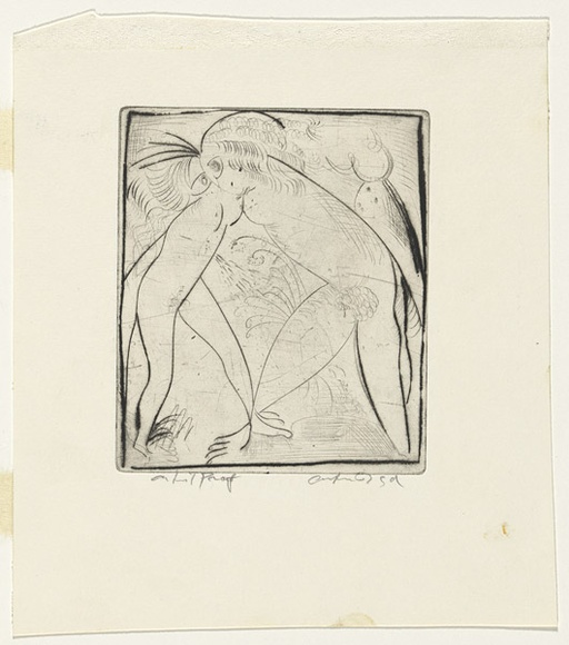 Artist: b'BOYD, Arthur' | Title: b'Nudes with joined feet.' | Date: (1962-63) | Technique: b'drypoint, printed in black ink, from one plate' | Copyright: b'Reproduced with permission of Bundanon Trust' Artist: b'BOYD, Arthur' | Title: b'Nudes with joined feet.' | Date: (1962-63) | Technique: b'drypoint, printed in black ink, from one plate' | Copyright: b'Reproduced with permission of Bundanon Trust'
