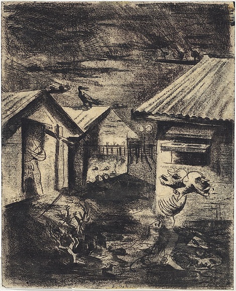Artist: b'Fabian, Erwin.' | Title: b'Huts, night.' | Date: 1941 | Technique: b'monotype, printed in black ink, from one plate' | Copyright: b'\xc2\xa9 Erwin Fabian' Artist: b'Fabian, Erwin.' | Title: b'Huts, night.' | Date: 1941 | Technique: b'monotype, printed in black ink, from one plate' | Copyright: b'\xc2\xa9 Erwin Fabian'