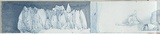 Artist: SCHMEISSER, Jorg | Title: My first little book from the voyage to the ice on the Aurora Australis. | Date: 1999 | Technique: engraving, printed in blue ink, from multiple polycarbonate sheets;  watercolour, gouache and pencil | Copyright: © Jörg Schmeisser