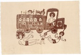 Artist: Kauage, Mathias. | Title: Pasinda trak [Passenger truck]. | Date: 1977 | Technique: screenprint, printed in brown ink, from one stencil