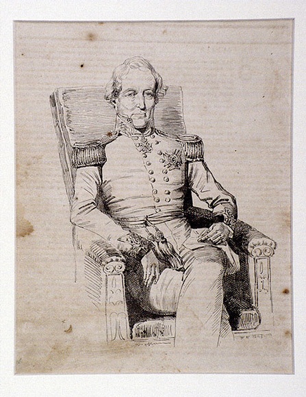 Artist: b'Nicholas, William.' | Title: bThe soldier (Sir Maurice O'Connell). | Date: 1847 | Technique: b'pen-lithograph, printed in black ink, from one zinc plate'