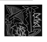 Artist: LEACH-JONES, Alun | Title: Cypress and acacia | Date: 1986 | Technique: linocut, printed in black ink, from one block | Copyright: Courtesy of the artist