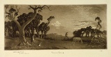 Artist: LINDSAY, Lionel | Title: Evening camp | Date: 1924 | Technique: aquatint, printed in brown ink, from one copper plate | Copyright: Courtesy of the National Library of Australia