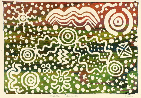 Artist: b'Leslie, Lawrence.' | Title: b'Buggai (Big River)' | Date: 1980s | Technique: b'screenprint'