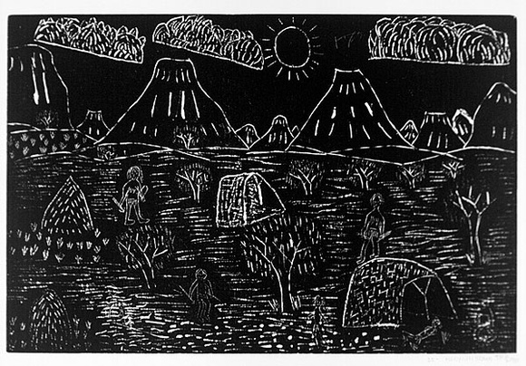 Artist: b'Brown, Marylin.' | Title: b'not titled [No.35]' | Date: 1990 | Technique: b'woodcut, printed in black ink, from one block'
