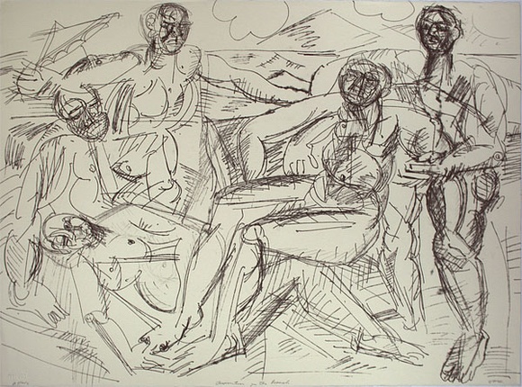 Artist: b'Furlonger, Joe.' | Title: b'Deposition on the beach' | Date: 1990 | Technique: b'lithograph, printed in black ink, from one stone' Artist: b'Furlonger, Joe.' | Title: b'Deposition on the beach' | Date: 1990 | Technique: b'lithograph, printed in black ink, from one stone'