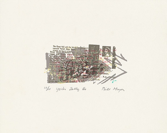Artist: b'MEYER, Bill' | Title: b'Yoiks Tally Ho' | Date: 1983 | Technique: b'screenprint, printed in colour, from six stencils' | Copyright: b'\xc2\xa9 Bill Meyer' Artist: b'MEYER, Bill' | Title: b'Yoiks Tally Ho' | Date: 1983 | Technique: b'screenprint, printed in colour, from six stencils' | Copyright: b'\xc2\xa9 Bill Meyer'