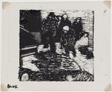 Artist: MADDOCK, Bea | Title: One of four negatives for four colour separations (of the scene of an accident or fire etc.) | Date: 1971 | Technique: photographic negative with additions in permanent black marker pen