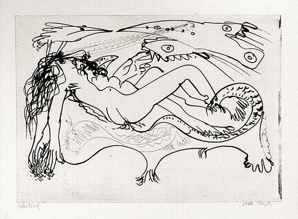 Artist: b'BOYD, Arthur' | Title: b'Reclining nude with aeroplane.' | Date: (1968-69) | Technique: b'etching, printed in black ink, from one plate' | Copyright: b'Reproduced with permission of Bundanon Trust' Artist: b'BOYD, Arthur' | Title: b'Reclining nude with aeroplane.' | Date: (1968-69) | Technique: b'etching, printed in black ink, from one plate' | Copyright: b'Reproduced with permission of Bundanon Trust'