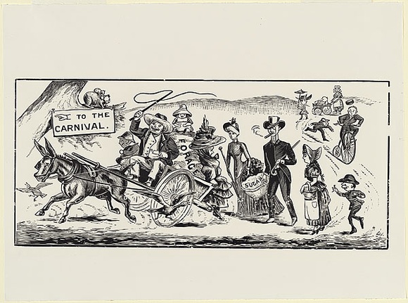 Artist: b'Betts, W.' | Title: b'To the carnival.' | Date: (1880) | Technique: b'woodcut, printed in black ink, from one block'