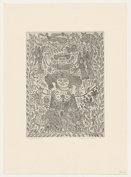 Artist: b'HANRAHAN, Barbara' | Title: b'Springtime' | Date: 1989 | Technique: b'etching, printed in black ink with plate-tone, from one plate' Artist: b'HANRAHAN, Barbara' | Title: b'Springtime' | Date: 1989 | Technique: b'etching, printed in black ink with plate-tone, from one plate'