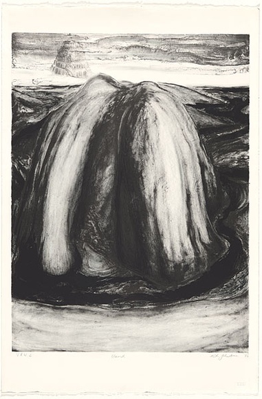 Artist: b'Johnstone, Ruth.' | Title: b'Island' | Date: 1986, December | Technique: b'lithograph, printed in black and blue-black ink, from 2 stones' Artist: b'Johnstone, Ruth.' | Title: b'Island' | Date: 1986, December | Technique: b'lithograph, printed in black and blue-black ink, from 2 stones'