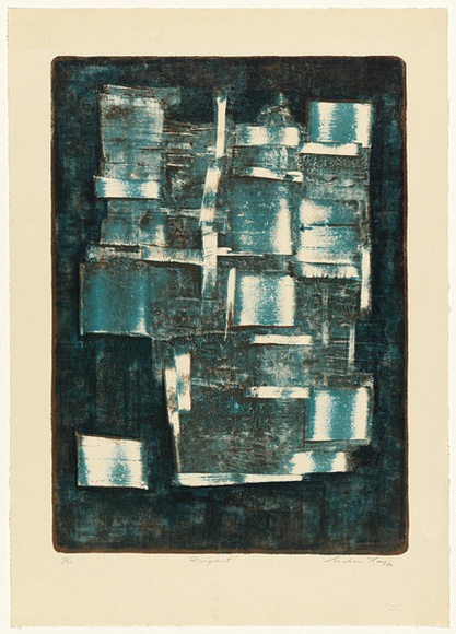Artist: b'King, Grahame.' | Title: b'Fragment' | Date: 1962 | Technique: b'lithograph, printed in colour, from two stones [or plates]'