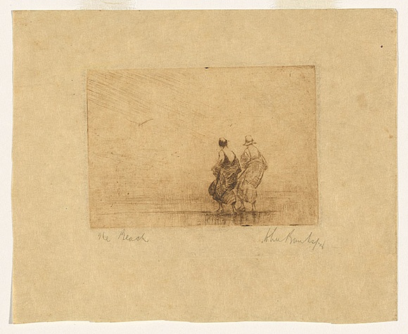 Artist: b'Banks, John.' | Title: b'The beach.' | Date: 1928 | Technique: b'drypoint, printed in brown ink, from one plate'