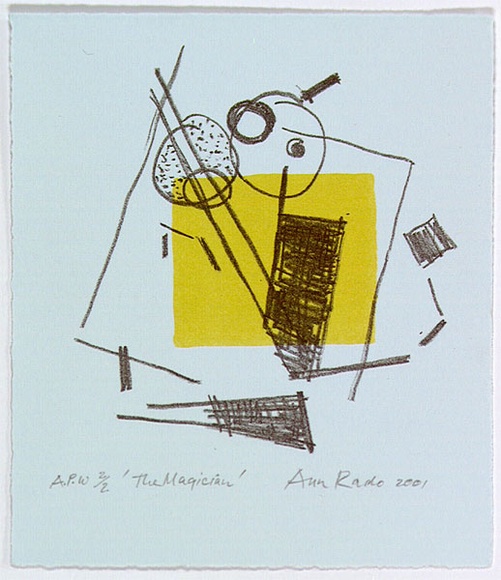 Artist: b'Rado, Ann.' | Title: b'The magician' | Date: 2001, July | Technique: b'lithograph, printed in colour, from two stones [or plates]'